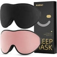 thumbnail image 1 of NestE 2 Packs Sleep Mask for Side Sleeper, Eye Mask for Sleeping Women Men, 3D Contoured Cup No Eye Pressure 100% Light Blocking Sleeping Mask with Adjustable Strap Night Blindfold, Nap, Black & Pink, 1 of 13