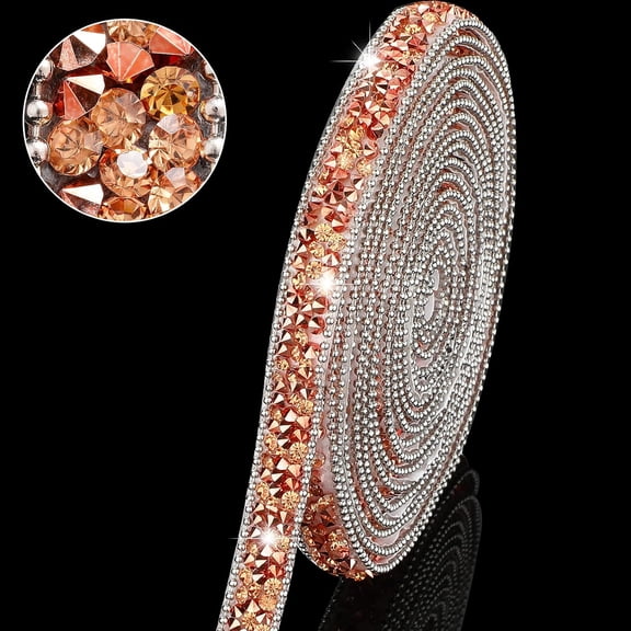 NestE 3 Yards Resin Rhinestone Ribbons for Wedding Self Adhesive Diamond Crystal Ribbon Roll Glitter Resin Diamond Belt Bling for Craft DIY Bag Shoes Clothes(0.4 Inch,Rose Gold)