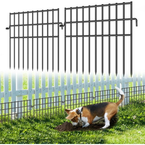 NestE-37ft (L) X 13in (H) Garden Animal Barrier Fence, 26 Pack No Dig Dog Fence Border, 1.44in Gap Decorative Fences, Rustproof Metal Wire Garden Border Fence for Dog, Rabbits Ground Stakes