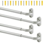 4 Pack Screwed Sash Curtain Rod Adjustable 18-30 Inch, 3/8 In. Diameter, French Door Curtain Rods (Nickel)