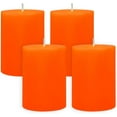 thumbnail image 1 of NestE 4 Packs Dripless Orange Pillar Candles 2x3 Inch Unscented 24 Hour Fall Harvest Cylinder Candles for Thanksgiving Day Dinner Tables, Wedding, Party, Home Decor, 1 of 7