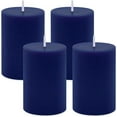 thumbnail image 1 of NestE 4 Packs Unscented 2x3 Inch Navy Blue Pillar Candles, Small Dripless Colored Wax Column Cylinder Candles for Home Garden Camping Dinner Table Decoration - 24 Hours Burning, 1 of 15
