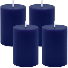 NestE 4 Packs Unscented 2x3 Inch Navy Blue Pillar Candles, Small Dripless Colored Wax Column Cylinder Candles for Home Garden Camping Dinner Table Decoration - 24 Hours Burning