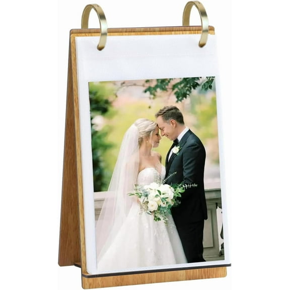 NestE 4x6 Photo Frame Flip Photo Album on Stand Vertical Display for Tabletop, 60 PVC Pockets of 4x6 Photo Album Flip Picture Frame
