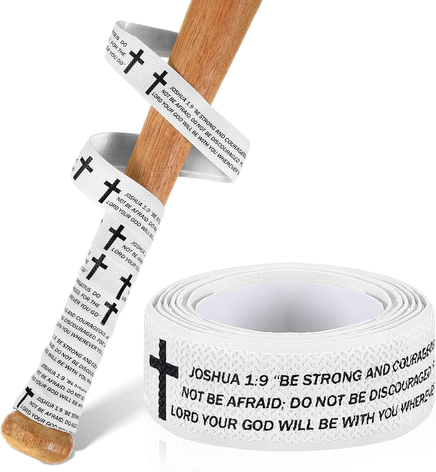 NestE-Christian Baseball Bat Grip Tapes 1.5mm Faith Cross Bat Grip Tape, Precut Full Adhesive Baseball Wrist Tape Scripture Design Non-Slip Religious Baseballs Grips Tapes