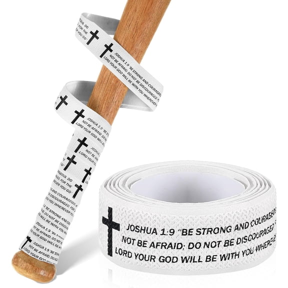 NestE-Christian Baseball Bat Grip Tapes 1.5mm Faith Cross Bat Grip Tape, Precut Full Adhesive Baseball Wrist Tape Scripture Design Non-Slip Religious Baseballs Grips Tapes