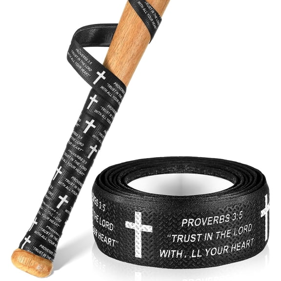 NestE-Christian Baseball Bat Grip Tapes 1.5mm Faith Cross Bat Grip Tape, Precut Full Adhesive Baseball Wrist Tape Scripture Design Non-Slip Religious Baseballs Grips Tapes