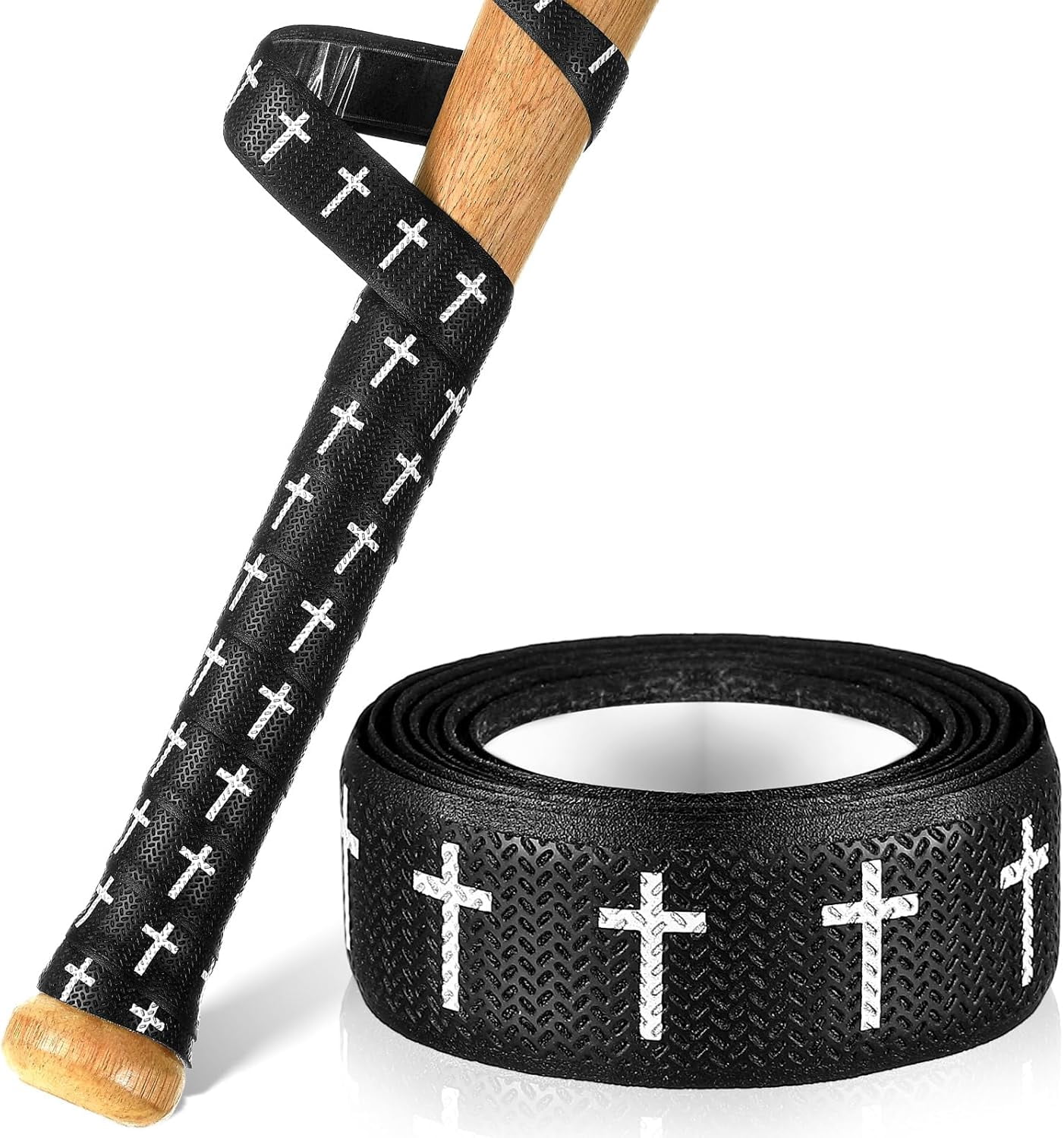 NestE-Christian Baseball Bat Grip Tapes 1.5mm Faith Cross Bat Grip Tape, Precut Full Adhesive Baseball Wrist Tape Scripture Design Non-Slip Religious Baseballs Grips Tapes