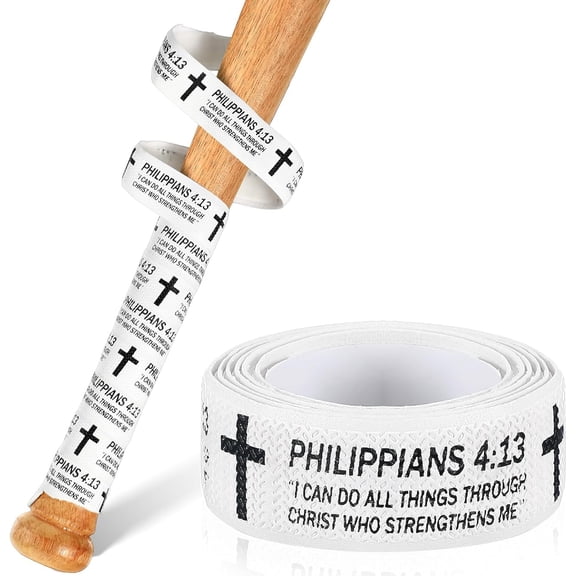NestE-Christian Baseball Bat Grip Tapes 1.5mm Faith Cross Bat Grip Tape, Precut Full Adhesive Baseball Wrist Tape Scripture Design Non-Slip Religious Baseballs Grips Tapes