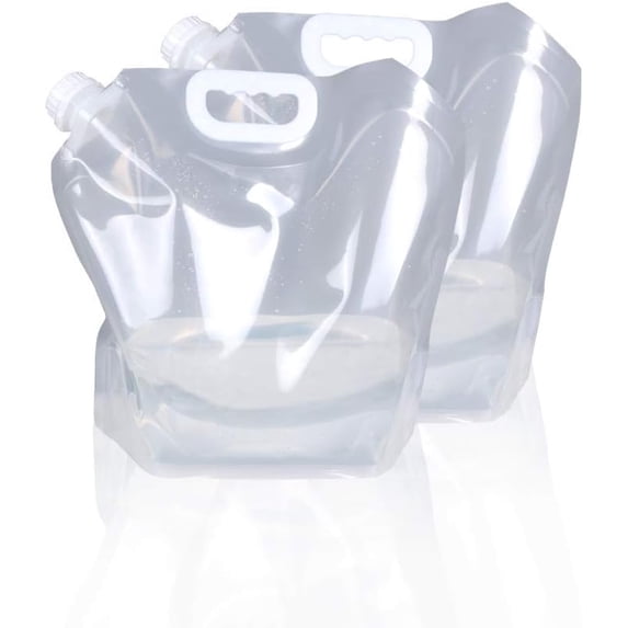 NestE - Collapsible Water Container Bag, BPA Free Food Grade Clear Plastic Storage Jug for Sport Camping Riding Mountaineer,Freezable, Food Grade (2-pack-1.3 Gal)
