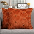 thumbnail image 1 of Fall Pumpkins Decorative Pillow Covers 16x16 Set of 2, Dark Rust Red Soft Plush Faux Fur Wool Farmhouse Throw Cushion Cases for Autumn Thanksgiving Holiday Home Decorations, 1 of 14