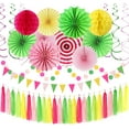 thumbnail image 1 of NestE Hawaiian Luau Party-Decorations Streamers Garland - 33pcs Tassel Banner, Tropical Aloha Tissue Pom Poms Honeycomb,Paper Lantern Fans,Summer Beach Jungle Birthday Baby Shower Decor, 1 of 14