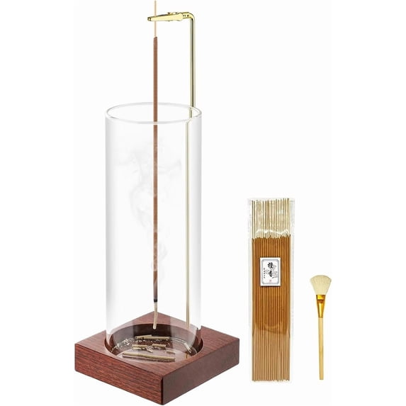 NestE Incense Holder,Wooden Incense Holder for Sticks with 20 Incense Sticks, Anti-ash Incense Burner with Glass Ash Catcher for Meditation Yoga Spa Gift Home Decor