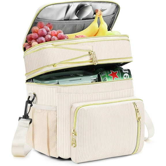 NestE Lunch Box & Lunch Bag for Women, Large Insulated Adult Lunch Box Leakproof Lunchbox Cooler Bag for Work Picnic Beach,16L, Cream