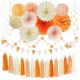 thumbnail image 1 of NestE Orange-Beige Peach Fall-Boho Thanksgiving Party-Decorations - 31pcs Autumn Friendsgiving Banner,Streamers Tassel Garland,Birthday Tissue Pom Poms, Paper Lantern Fans,Bridal Shower Hanging Decor, 1 of 14