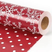 NestE Reversible Christmas Wrapping Paper - 17 Inch X 33 Feet (46.7 sq. ft. ttl.) - Snowflake and Polka Dots Design Perfect for Xmas, Party, Holiday Gift Wrap