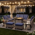 thumbnail image 1 of NestNook 10-Piece Outdoor Wicker Swivel Glider Conversation Sets with Cushions and Fire Pit Table, 1 of 9