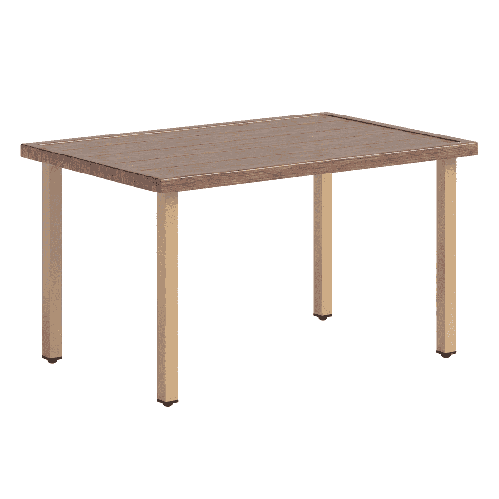 NestNook Outdoor Coffee Table, Rectangular Patio Table with Wood-Grain Top and Metal Frame for Garden, Deck, Balcony