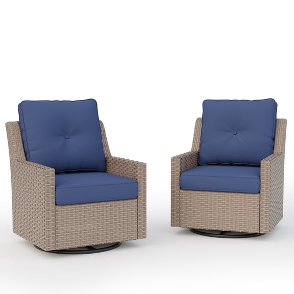NestNook Outdoor Swivel Rocker Chair Set, All-Weather Wicker Patio Chairs with Deep Cushions, 360° Swivel Glider Chairs for Backyard, Porch & Poolside