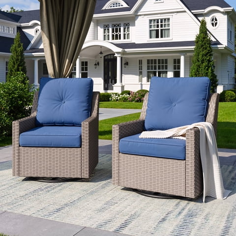 NestNook Outdoor Swivel Glider Chair Set of 2 , All-Weather Wicker Patio Chairs with Deep Cushions, 360° Swivel Rocking Chairs for Backyard, Porch & Poolside