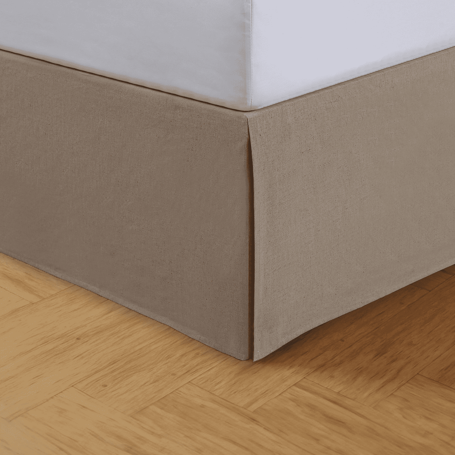 NestWell Linen Blend Bed Skirt, Tailored 15" Drop, Natural, Queen