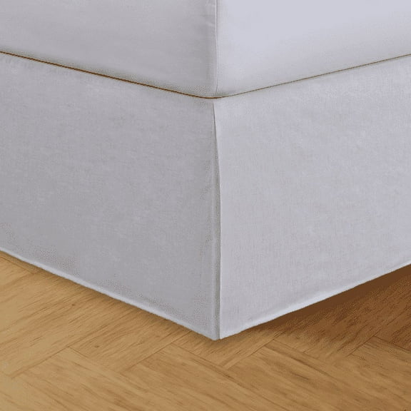 NestWell Linen Blend Bed Skirt, Tailored 15" Drop, White, Cal King
