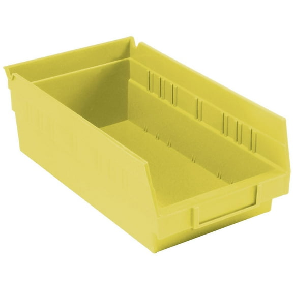 Nestable Shelf Bin, Plastic, 6-5/8"W x 11-5/8" D x 4"H, Yellow, Lot of 12