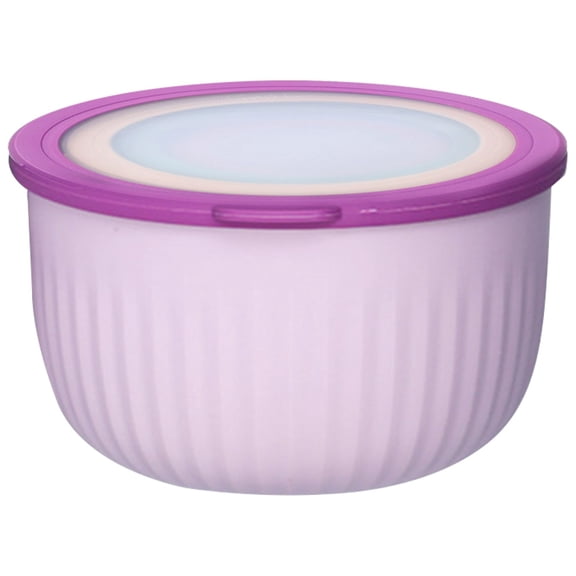 Nestable Stackable Plastic Prep Bowls With Matching Lids, Wide Deep Non-Slip Mixing Container Set, Multi-Temperature Safe Storage Vessel, Space Saving Bowls for Food Prep,Purple