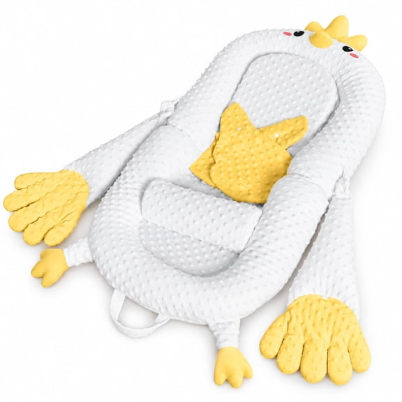 Nestcloud Patting Nest Pillow, Safe & Comfortable Bed, Rounded Edges, Easy Assembly, 5 Styles Available, Eated Palm Soothing Design, Double-Sided Use, Soft & Comfortable, Yellow