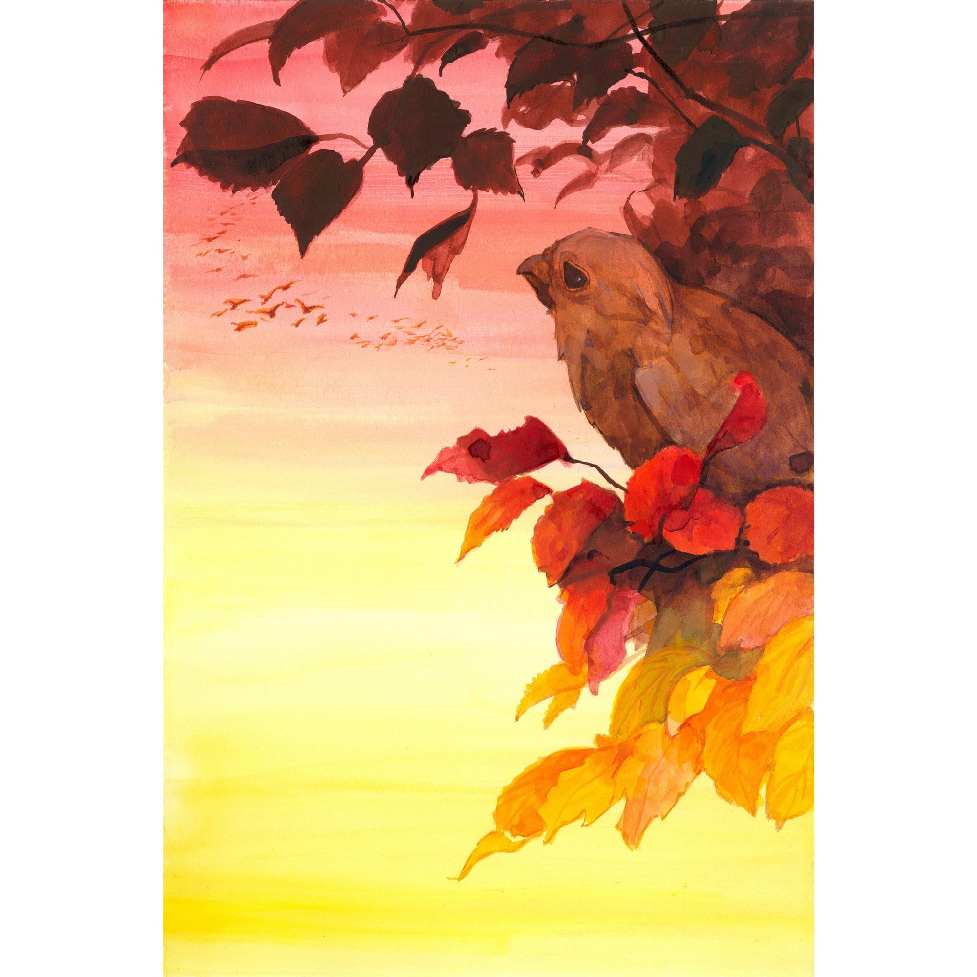 "Nested Bird" Painting Print on Wrapped Canvas