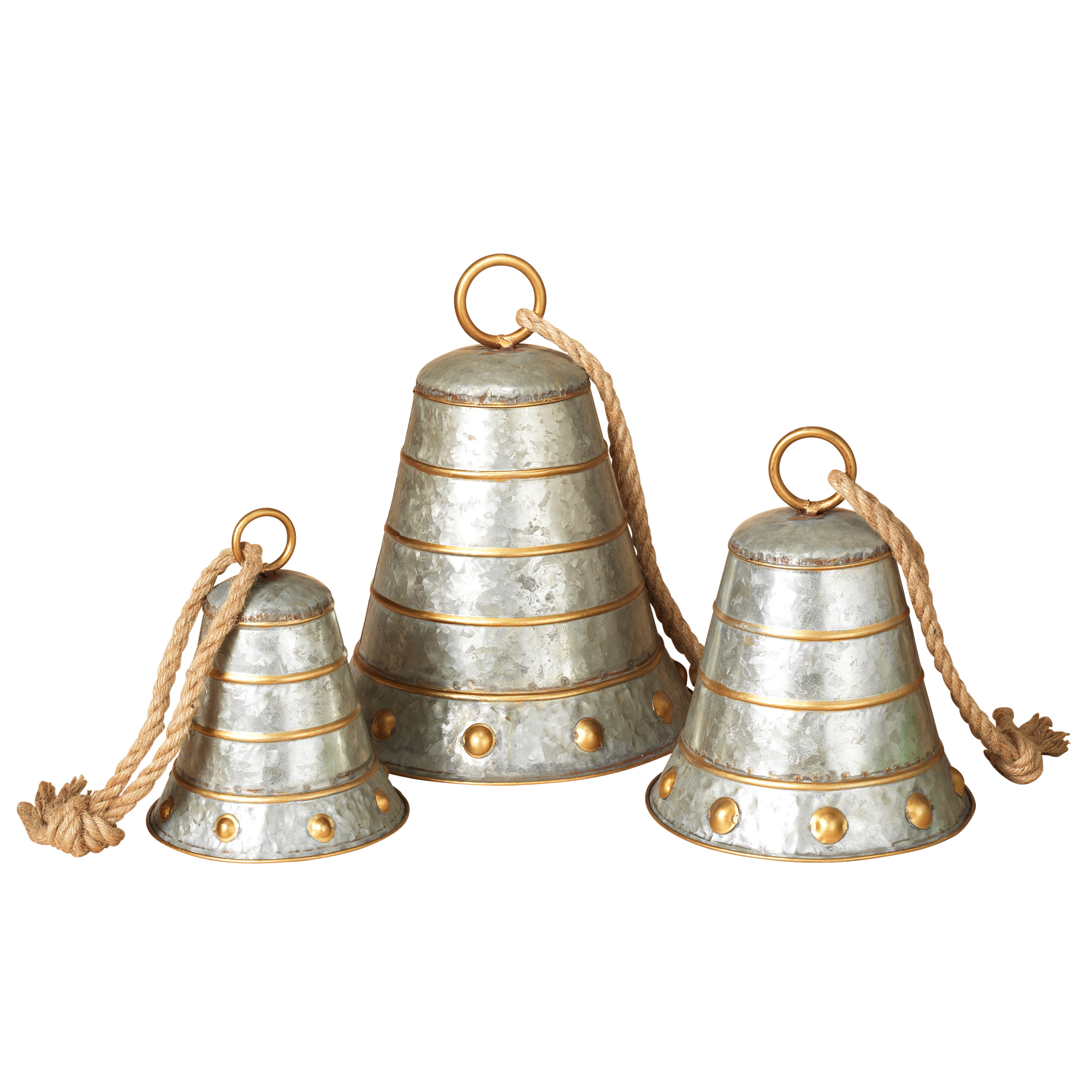 Decorative Set of 3 Rustic Galvanized Metal Oval Santa Claus Nesting T -  One Holiday Way