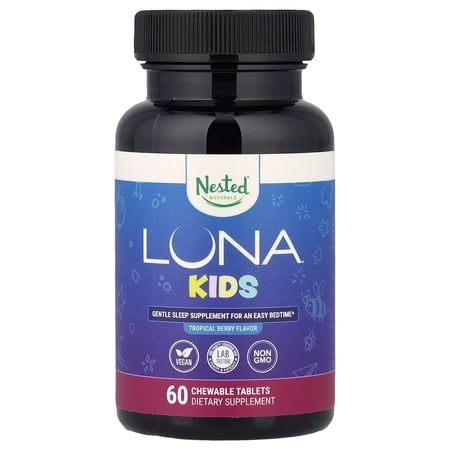 Nested Naturals Luna® Kids, Gentle Sleep Supplement, Tropical Berry , 60 Chewable Tablets