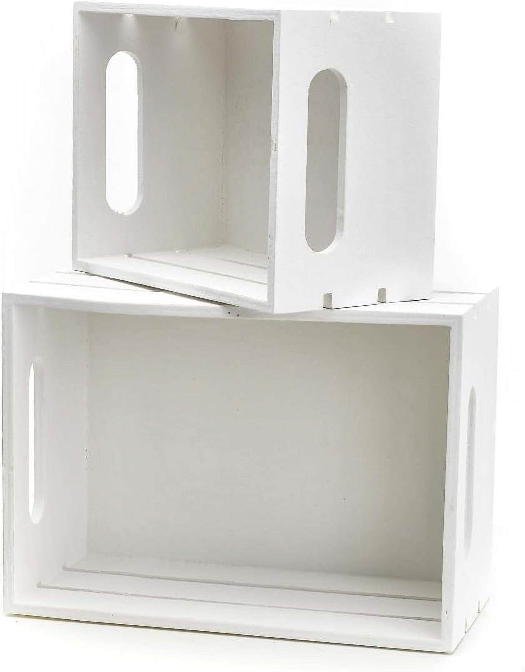 Nested Wooden Crates 2 Pack, Wood Crate White Finish, Wood Crates For