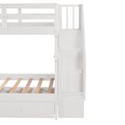 Nestfair Twin-Over-Twin Bunk Bed with Twin size Trundle White