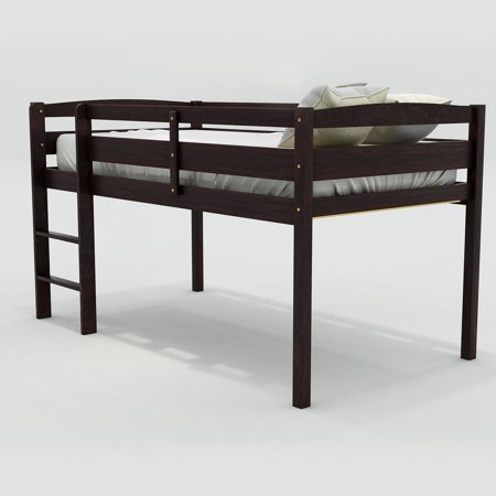 Nestfair  Twin Size Wood Low Loft Bed for Kids Espresso