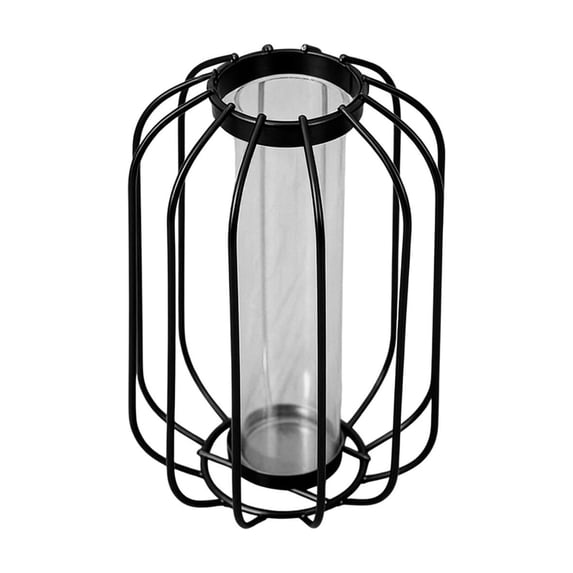 Nesthee Black Flower Vase with Metal Frame, Clear Glass Test Tube Vases, Small Bud Vases for Wedding Decoration Table Decor