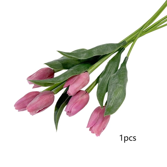 Nesthee Fake Purple Flowers Tulips Real Touch for Spring Easter Home Kitchen Wedding Bouquet Bulk Mother's Gift Day Decorations
