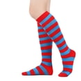 thumbnail image 1 of Nestiefly 1PCS Striped Knee High Socks for Women Outdoor Sport Athletic Stripe Casual Cotton Socks Royal Blue One Size, 1 of 2