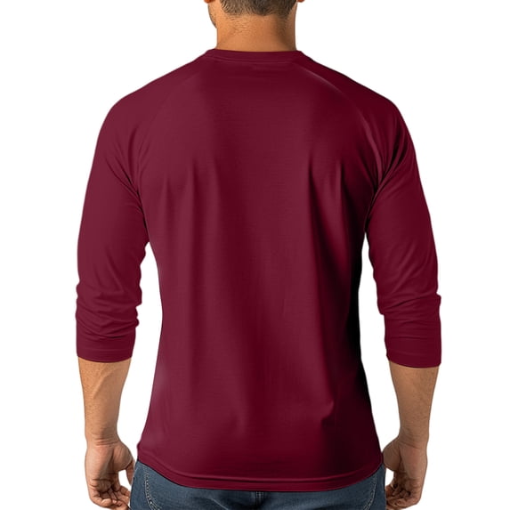 Nestiefly 3/4 Sleeve Shirt for Men Fit Henley T-Shirt Pullover Lightweight Gym Workout Baseball Shirts Button Up Tops Wine L