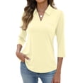 thumbnail image 1 of Nestiefly 3/4 Sleeve Tops for Women V Neck Collared Polo Shirts Dressy Three Quarter Sleeve Tops Golf Shirt with Chest Pocket Black L, 1 of 6
