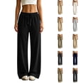 thumbnail image 1 of Nestiefly Baggy Sweatpants for Women Fleece Wide Leg Low Rise Drawstring Pants Elastic Waist Fall Winter Joggers Sweat Shirts Black L, 1 of 10