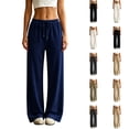 thumbnail image 1 of Nestiefly Baggy Sweatpants for Women Fleece Wide Leg Low Rise Drawstring Pants Elastic Waist Fall Winter Joggers Sweat Shirts Navy M, 1 of 10