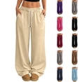 thumbnail image 1 of Nestiefly Baggy Wide Leg Sweatpants Women Comfy Y2k Low Rise Sweat Pants Lightweight Joggers Pants with Pockets Beige L, 1 of 6