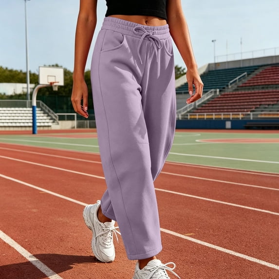 Nestiefly Barrel Sweatpants Women Baggy Drawstring Wide Leg Sweatpants Women Fall Winter Lounge Gym Sweats Joggers 2026 Purple L