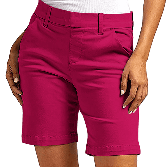 Nestiefly Bermuda Shorts for Women Knee Length High Waisted Summer Shorts Casual Loose Straight Leg Short Vacation Clothes 2026 Hot Pink XL