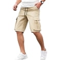 thumbnail image 1 of Nestiefly Big and Tall Cargo Shorts for Men Drawstring Elastic Waist Summer Work Short with Multi Pockets Khaki 3XL, 1 of 3