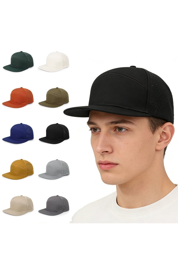 Blank Flatbill Mesh Snapback Cap for Big Head Extra Large 6 Panel Camper Style Hat Baseball Cap Royal Blue One Size