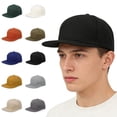 thumbnail image 1 of Nestiefly Blank Flatbill Mesh Snapback Cap for Big Head Extra Large 6 Panel Camper Style Hat Baseball Cap Saffron One Size, 1 of 4