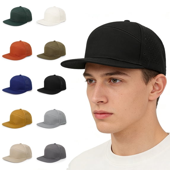 Nestiefly Blank Flatbill Mesh Snapback Cap for Big Head Extra Large 6 Panel Camper Style Hat Baseball Cap Saffron One Size