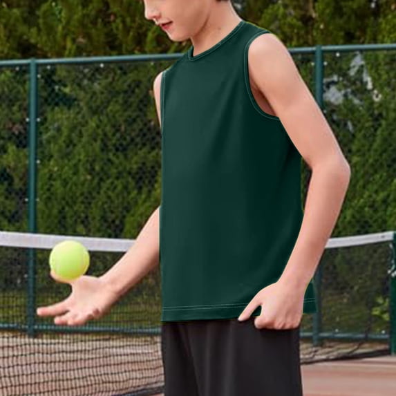 Nestiefly Boys Athletic Tank Tops Quick Dry Sleeveless Shirts Basketball Undershirts Kids Workout T-Shirts 2026 Army Green 110